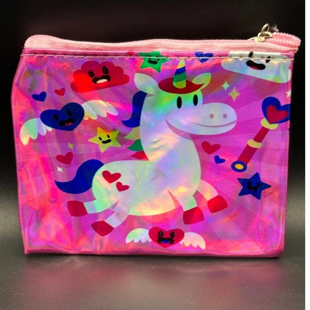 Unicorn‎ Holographic Pink Coin Pouch Zipper Wallet Kids Iridescent Small Bag